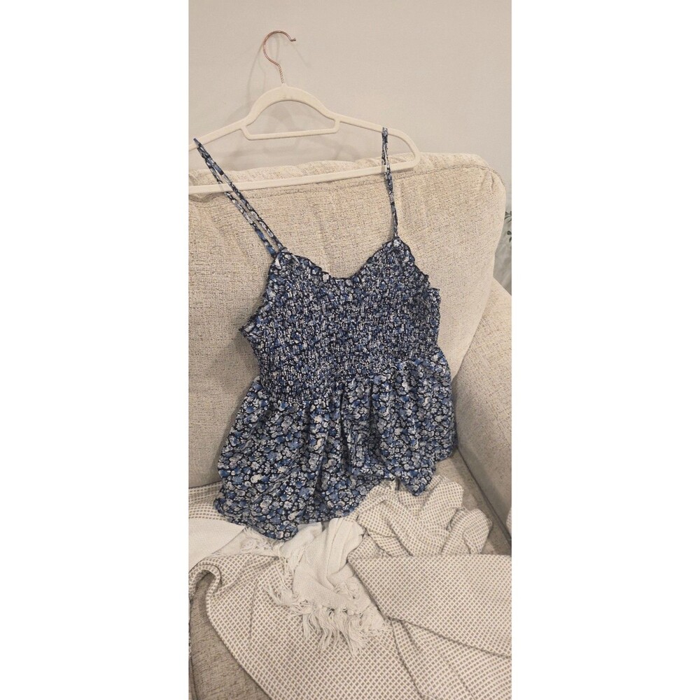 Women's floral print smocked cami top